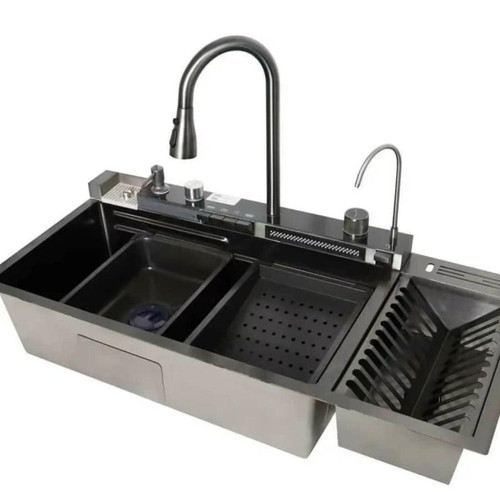 سینک ظرفشویی پیانویی 5 کلید دودی 100 سانت برند HuaDiao نمای بالا