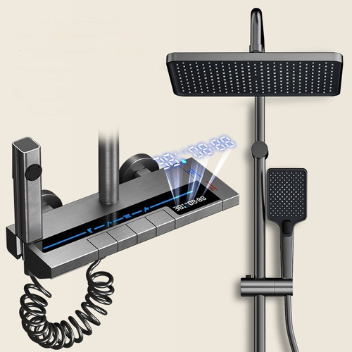 دوش حمام هوشمند SAN MARINO رنگ نوک مدادی مدل پیانویی C4119 در محیط سرویس بهداشتی